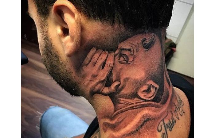 Gangster Side Neck Tattoos For Guys