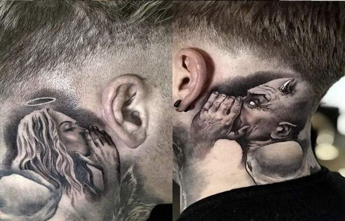 Gangster Side Neck Tattoos For Guys