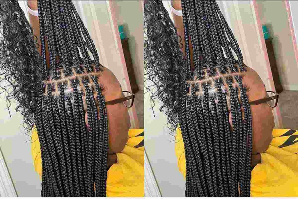 Knotless Braids With Curls At The End