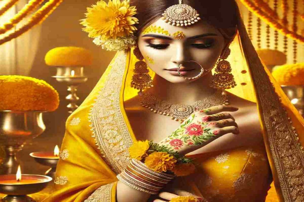 Haldi Look For Bride In Saree