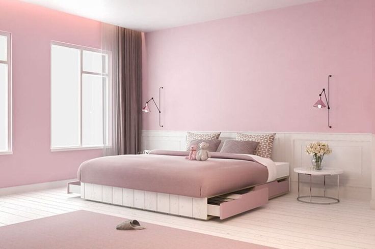 Pink Two Colour Combination For Bedroom Walls 